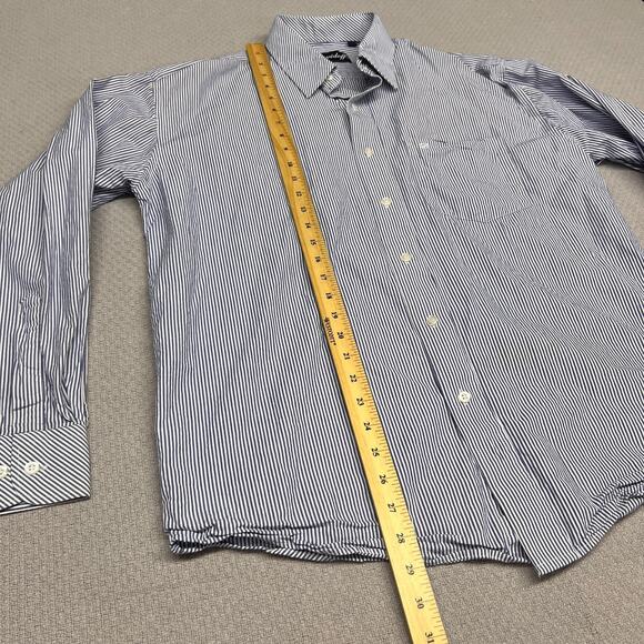 Davidoff Cigars Shirt Mens 44 Blue Striped Cotton Button Down Classic Preppy - Picture 6 of 6